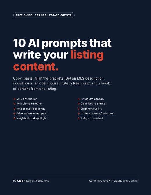 Cover of the free guide: 10 AI prompts that write your listing content